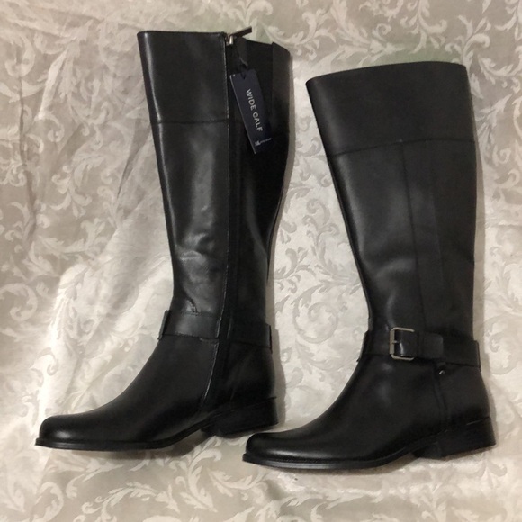 Anne Klein Shoes - Anne Klein Leather Knee High Wide Leg Boots New With Tags.